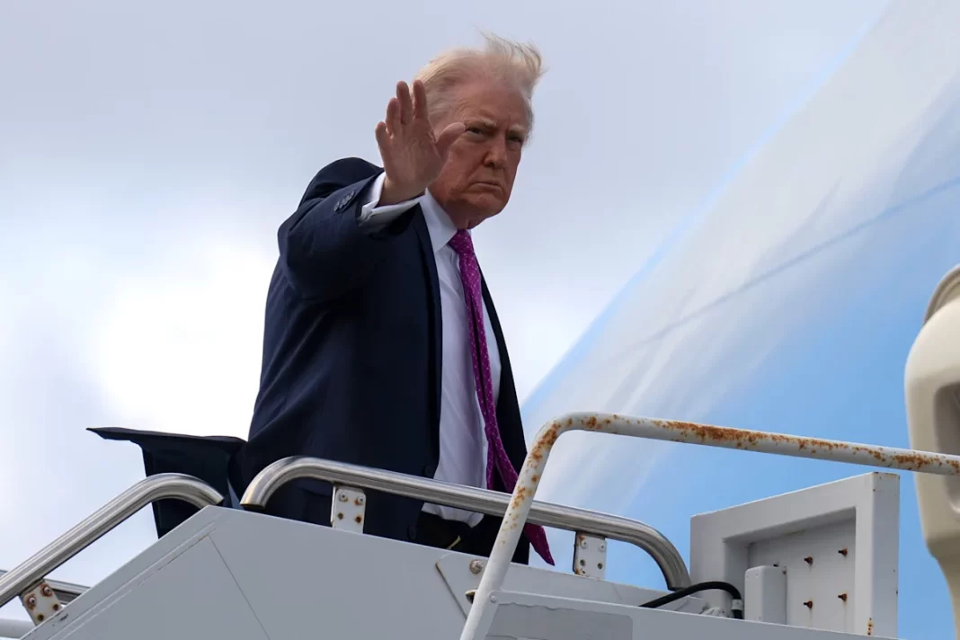 Airport cleared to be renamed for Trump as he unveils design for skyscraper library