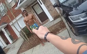 Shirtless man threw mom on the ground, sang in strange interaction with Gwinnett police