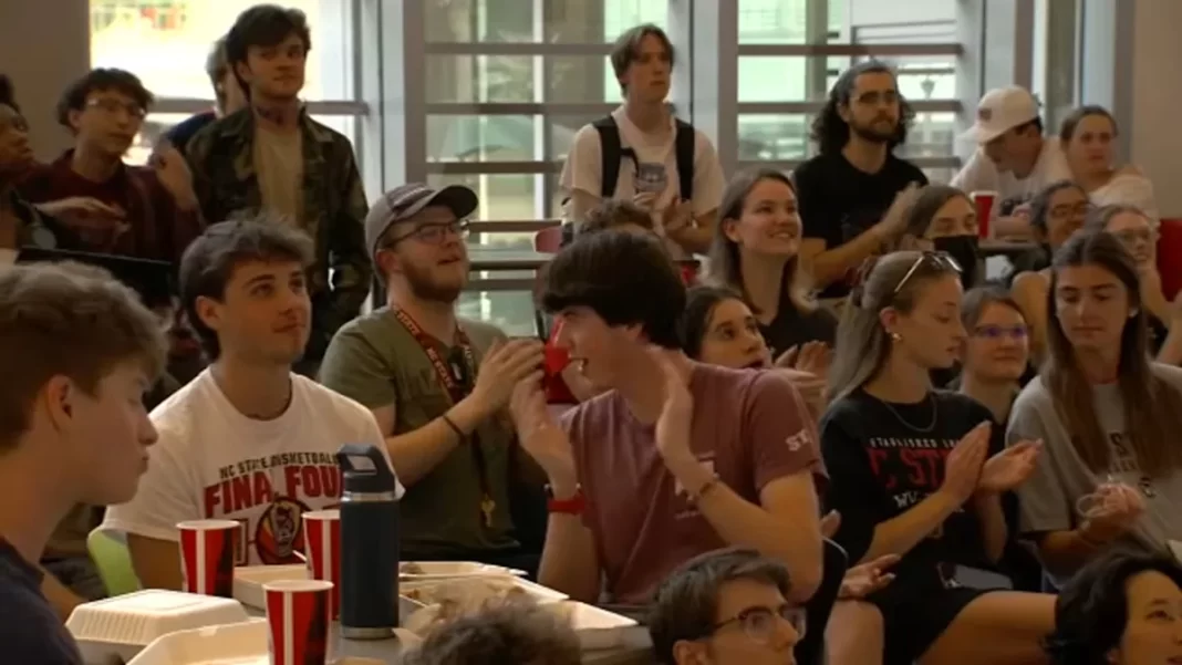 NC State students cheer Artemis II launch at watch party