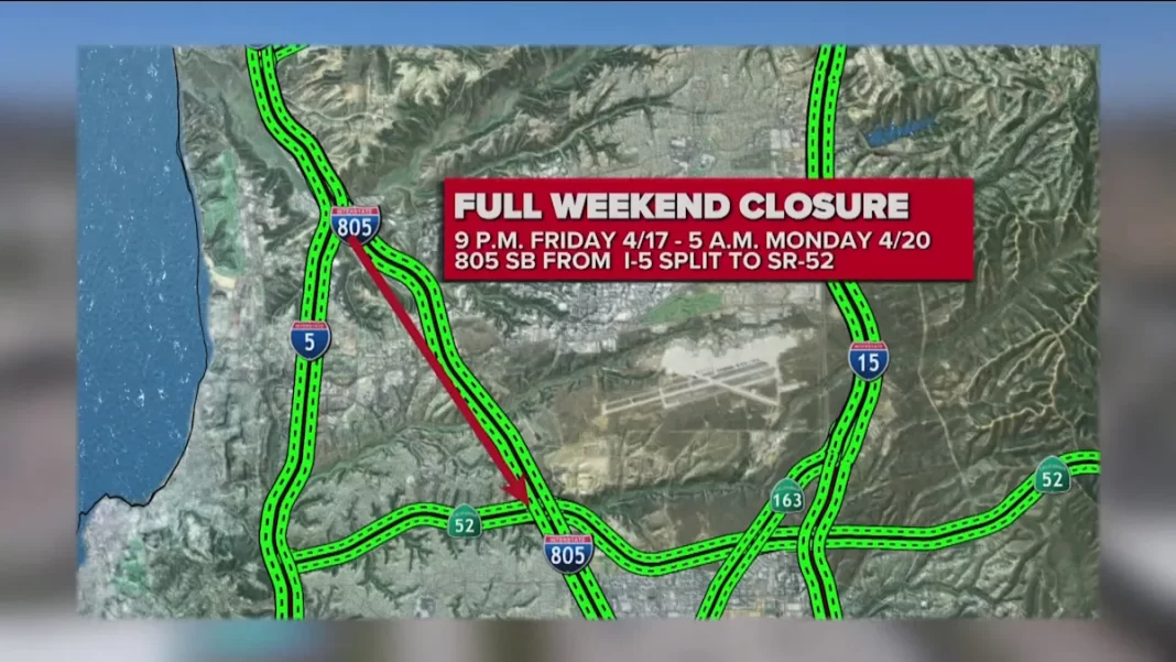 Full weekend closure planned for I-805 Southbound | April 17-20