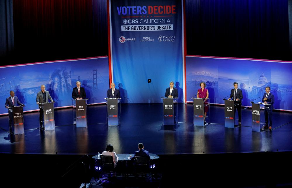 California gubernatorial frontrunners clash in high-stakes debate as early voting gets under way