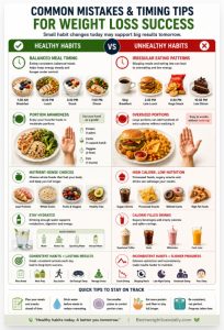 Healthy meal timing and portion control for sustainable weight loss