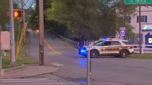 Water main break closes road in Allegheny County