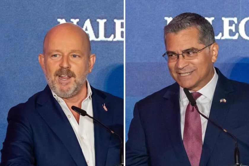 Becerra, Hilton give preview for reshaped California governor’s race in dueling L.A. speeches