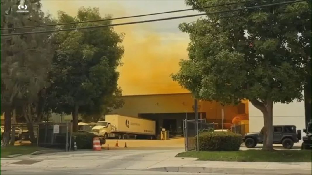 All-clear given after orange smoke seen rising from chemical leak at La Habra factory